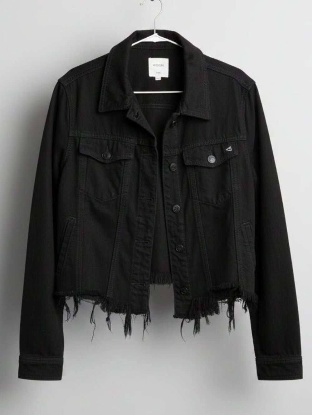 Hidden Denim Raw Hem Black Jacket Size L